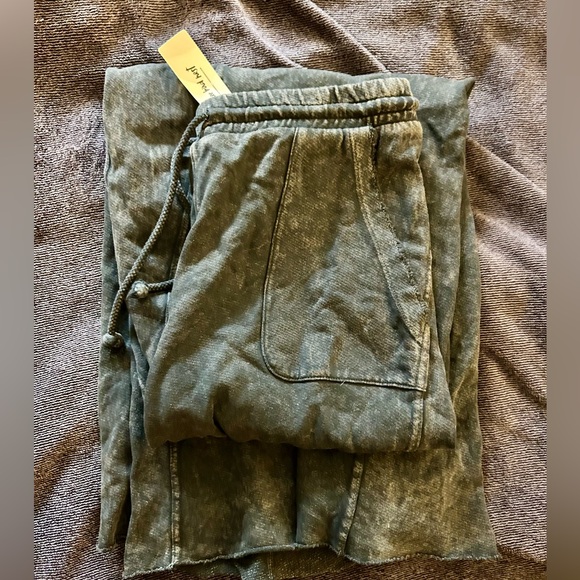 Three Bird Nest Charcoal Acidwash Wide Leg Drawstring Sweatpants - Picture 5 of 9